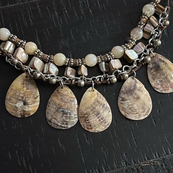 Shell Beaded Beach Boho Unique Necklace​​​​​​​​​​​​​​​ Oysterr Mother of Pearl​ - Picture 3 of 9